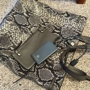 Banana republic leather tote bag w portable charger